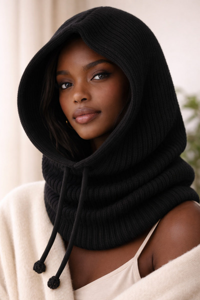 Jack Ferrero Розкішна чорна трикотажна балаклава-шапка