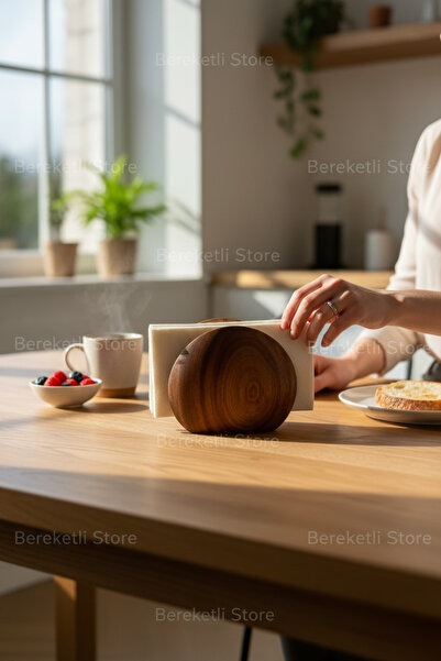 MİEN Akasya Peçetelik | Doğal Ahşap Masa Üstü Peçete Tutucu