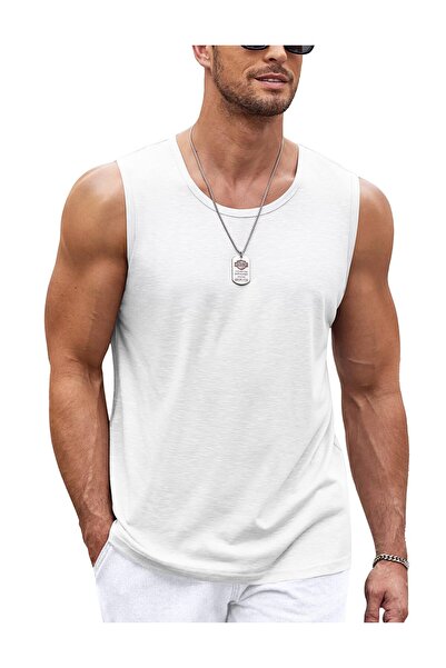 COOFANDY Men's Tank Top, COOFANDY, Quick Dry, Breathable, White, XL