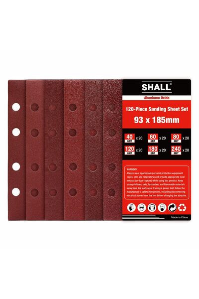 SHALL Set 120 Foi Abrazive, Rectangulare, 93 x 185 mm, 8 Gauri, Prindere Aric...