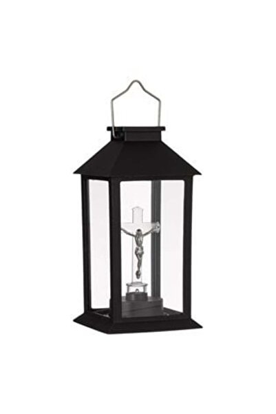 Tessari Black Solar Lantern Cross with LED 14 x 14 x 28 cm