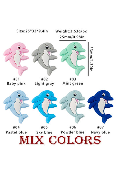 Choice6 ٥ قطع من خرز السيليكون بألوان متنوعة، على شكل دولفين/فرس نهر، إكسسوار...