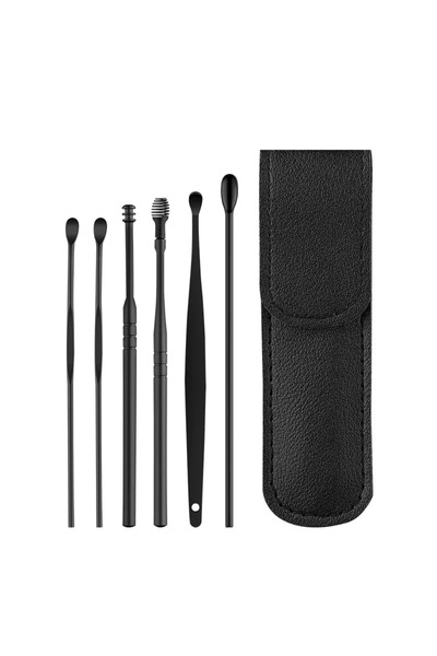 Choice4 مجموعة تنظيف الأذن من بلاك كير، 6 قطع، مصنوعة من الفولاذ المقاوم للصد...