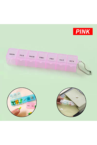 Choice1 علبة تخزين أدوية صغيرة شفافة وردية اللون، 5 قطع/قطعة واحدة، 7 أقسام، ...