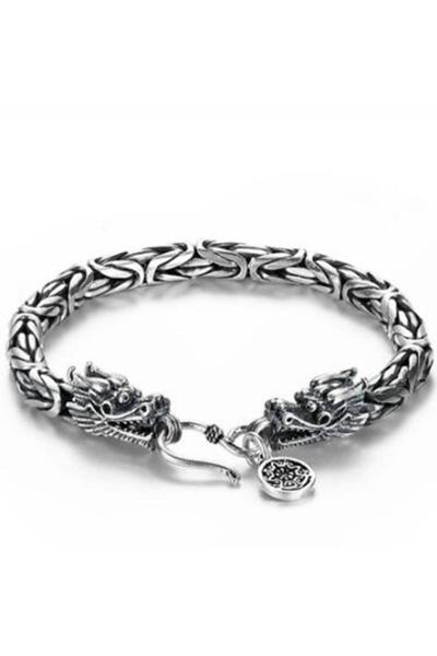 Choice A10028- سوار فضي بتصميم هيب هوب ريترو بانك، مزين بإبزيم رأس تنين مهيمن...