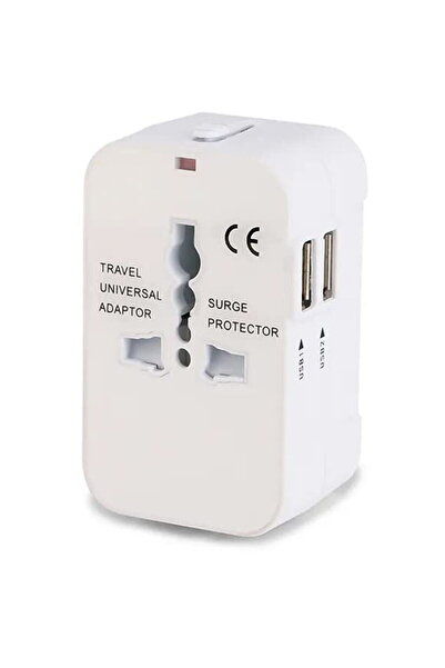 Techsuit Adaptor pentru Priza 2 x USB, EU, UK, AUS, US - (HHT202) - White