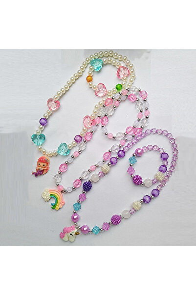 Choice 1pcs three-piece children's necklace three-piece set unicorn necklace ...