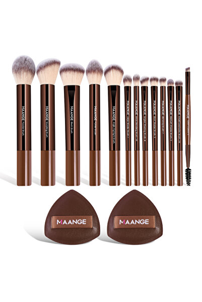 choice2 مجموعة فرش مكياج MAANGE بنية اللون (13 قطعة) ناعمة ورقيقة، مثالية لمس...