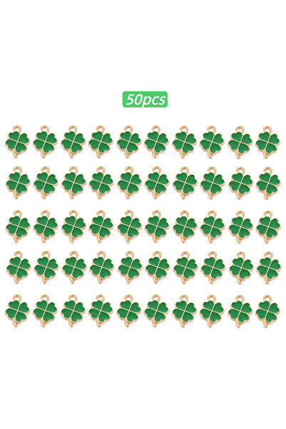 Choice مجموعة من 50 قطعة من قلادات البرسيم الأخضر المحظوظ، مثالية لصنع الأساو...