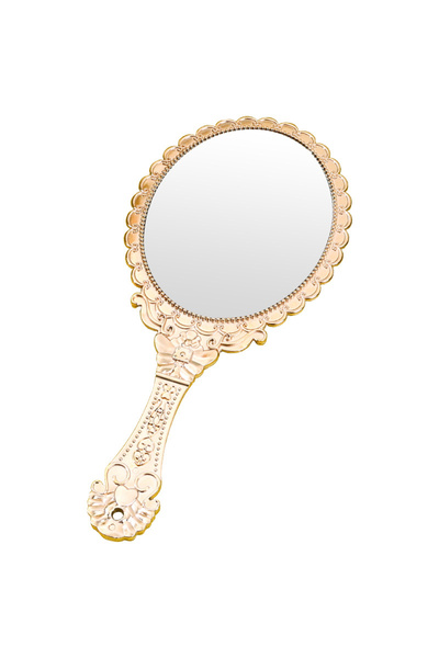 Choice مرآة مكياج عتيقة محمولة بلون ذهبي وردي مقاس واحد، مرآة بيضاوية مستديرة...