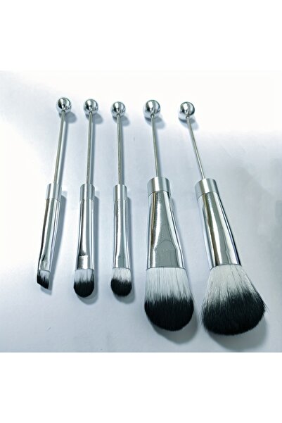 Choice5 Silver 5pcs Beadable Makeup Brushes Unique Brushes Silicone Beads DIY...