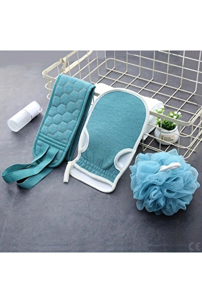 Choice طقم استحمام رمادي مكون من 3 قطع للتقشير - ليفة لطيفة وقفاز ناعم لغسل ا...