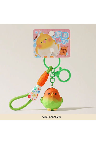 Choice 4orange Cute cartoon wood-carved style realistic little bird car keych...