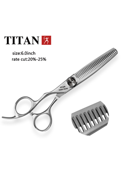 choice2 مقص حلاقة احترافي من تيتان LT630V بمقبض يساري، مناسب لقص الشعر وتخفيفه.