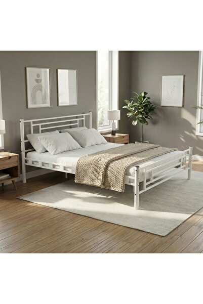 Mobilya Dükkanım Agora Çift Kişilik Metal Karyola 140x200 Beyaz
