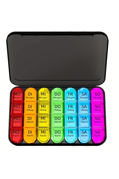 Choice منظم حبوب أسبوعي متعدد الاستخدامات (طباعة ألمانية) لأربع مرات في اليوم...