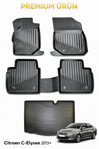Black Gold Citroen C-Elysee 2013+ Uyumlu 3D Oto Paspas ve Bagaj Havuzu Set Pr...