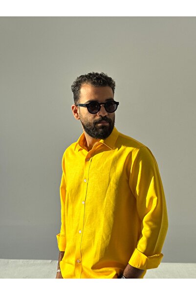 Cérna linen Men's long-sleeved linen shirt with a stylish design and comforta...