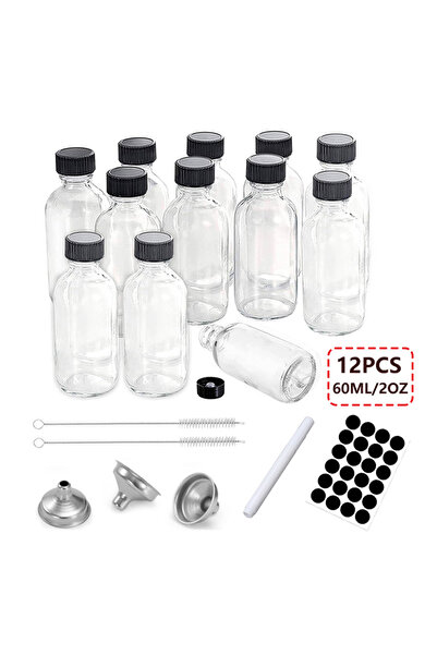 Choice 12 زجاجة صغيرة سعة 60 مل بأغطية محكمة الإغلاق، زجاجات/قوارير/حاويات بو...