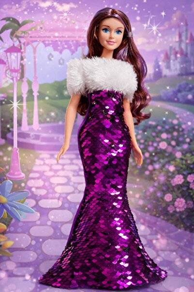 Fidan oyuncak Happy Princess Zarif Işıltılı Gece Elbiseli Oyuncak Bebek 30 cm