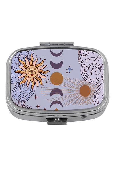 Choice علبة حبوب على شكل شمس وقمر، علبة فرعية مختومة عتيقة، علبة أدوية محمولة...