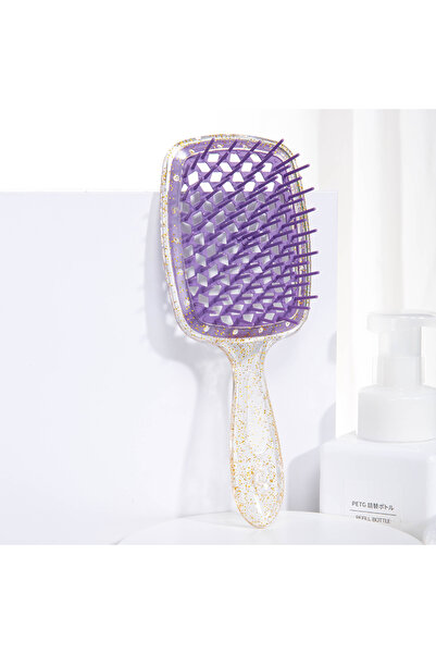 Choice فرشاة شعر لتدليك فروة الرأس، لون ذهبي بنفسجي لامع، قطعة واحدة، وسادة ه...