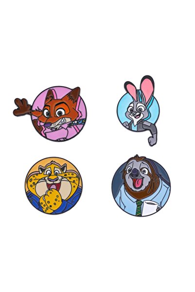 Choice 4 Pcs 4 Pcs Anime Zootopia Brooch Fashion Judy Hopps Sloth Enamel Pin ...
