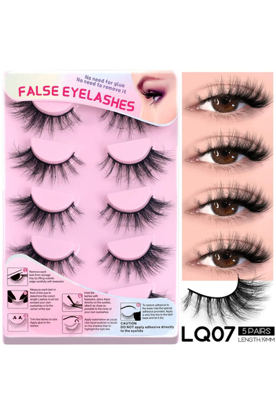 choice2 ٥ أزواج - LQ07 رموش فيلتريناي الصناعية ثلاثية الأبعاد بتصميم مانغا، ك...