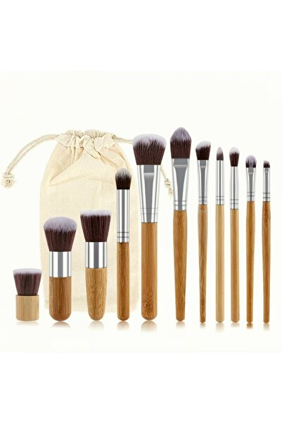 Choice 11 Bamboo Color 11pcs Natural Bamboo Handle Makeup Brushes Foundation ...