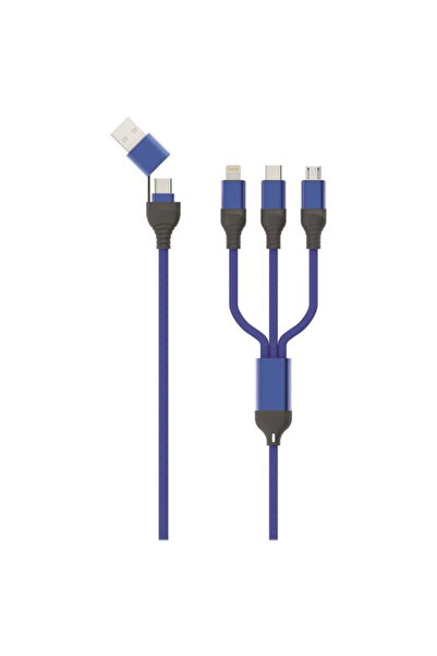 2go 797360 USB / Tip C-All in One, 1.2m, Albastru