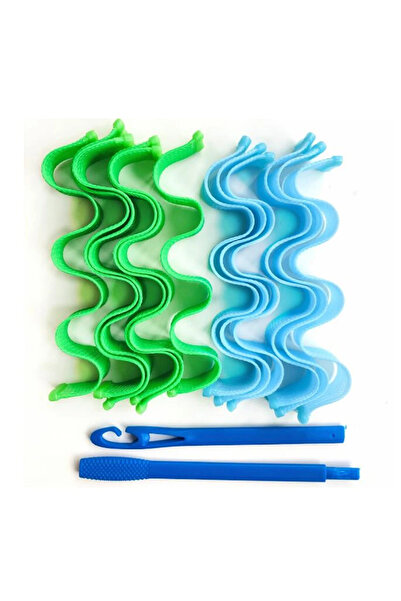 Choice مجموعة بكرات تجعيد الشعر بدون حرارة، 30 سم، باللونين الأزرق والأخضر، 1...