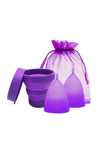 Choice1 S and L purple 2pcs Women Menstrual Cup Medical Grade Silicone Period...