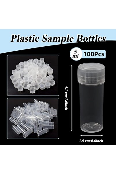 Choice1 100Pcs 50Pcs 5ML Plastic Sample Small Bottle Vial Storage Vial Storag...