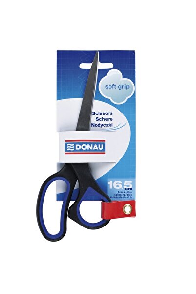 donau Steel scissors, ergonomic, 16.5cm, with rubber grip, Soft Grip - blue h...
