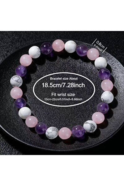 Choice 1pc 1pc Fashionable 8mm White Turquoise - Amethyst - Rose Quartz Natur...