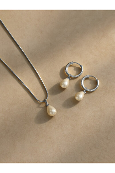 Choice أقراط حلقية أنيقة من اللؤلؤ على شكل قطرة ماء، مصنوعة من الفولاذ المقاو...