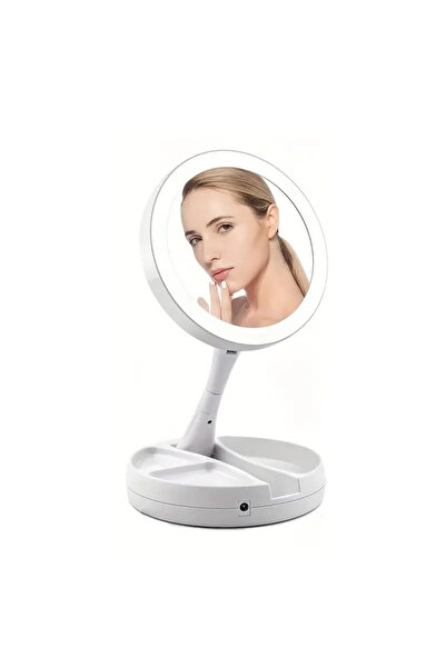 Choice WHITE Compact Vanity Travel LED Makeup Mirror with 10X Magnification D...