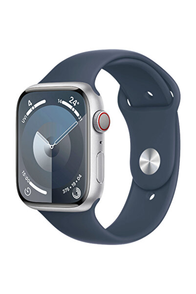 Apple Watch Series 9 LTE 45mm Silver Aluminium Case with Sport Band S/M Storm...