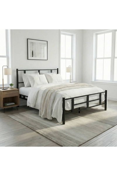 Mobilya Dükkanım Karma Çift Kişilik Metal Karyola 140x200 Siyah