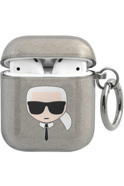 Karl Lagerfeld Husă pentru căști AirPods KLA2UKHGK Negru/negru cu sclipici Ka...