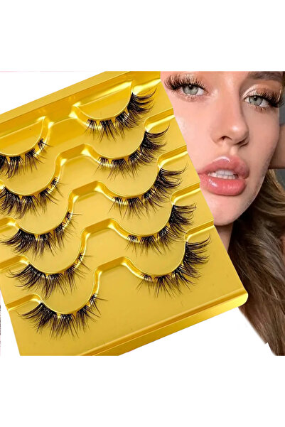 Choice رموش صناعية سوداء وفضية، 5 أزواج، رموش صناعية غير مرئية، رموش صناعية ط...