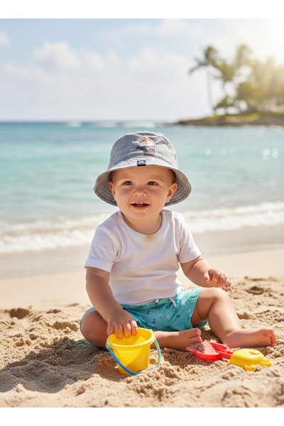 Kitti 0-18 Aylık Erkek Bebek Fötr Şapka-Bebe Mavi