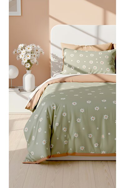 Rivaİstanbul Set de lenjerie de pat dublu Minimal Galben Păpădie din bumbac