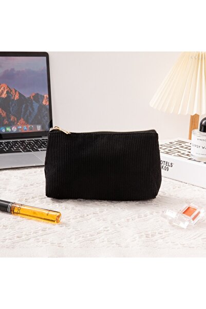 Choice Black New Corduroy Women's Cosmetics Storage Bag Convenient Large Capa...