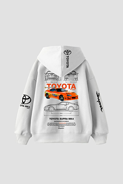 Bak Moda Masterpiece on Wheels Printed Oversize Unisex White Hoodie