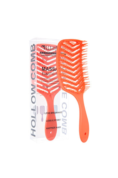 Choice فرشاة واحدة برتقالية اللون لفك تشابك الشعر، فرشاة ناعمة لتدليك فروة ال...