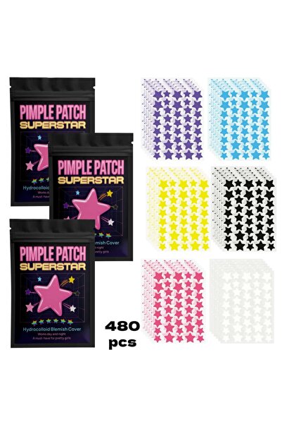 Choice 480 قطعة من لصقات حب الشباب متعددة الألوان على شكل نجوم، لصقات لعلاج ح...