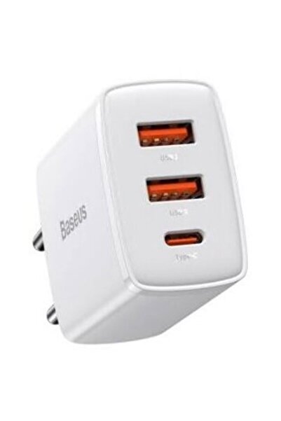 Baseus Compact, Quick Charge 30W, 2 x USB 5V/3A, 1 x USB Type-C 5V/3A, alb