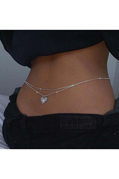 Choice سلسلة جسم مطلية بالفضة، صفان من أحجار الراين، حزام، سلسلة خصر كريستالي...