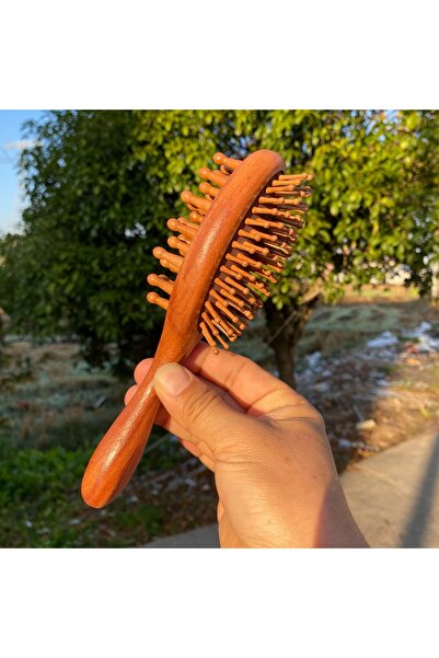 Choice مشط خشبي بني اللون، قطعة واحدة، ذو وجهين، مزود بكيس هوائي، مضاد للكهرب...